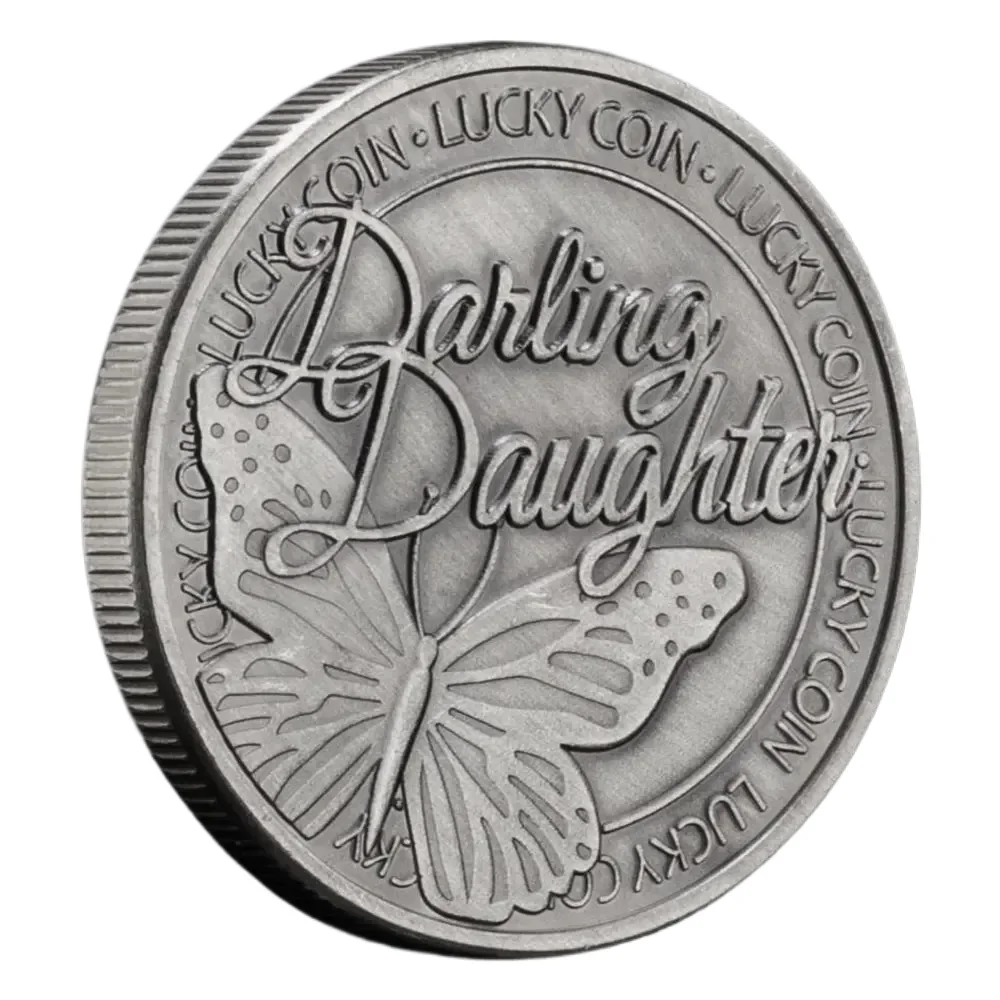 Darling Daughter Bronze Plated Lucky Coin Four Leafs Clover Souvenir Coins Festival Gift-animated-img