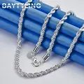 Charm 925 sterling silver Accessories Men 4MM 40-60cm 2PCS Rope Chain Necklace Bracelet Women Fashion Wedding Gift Jewelry preview-5