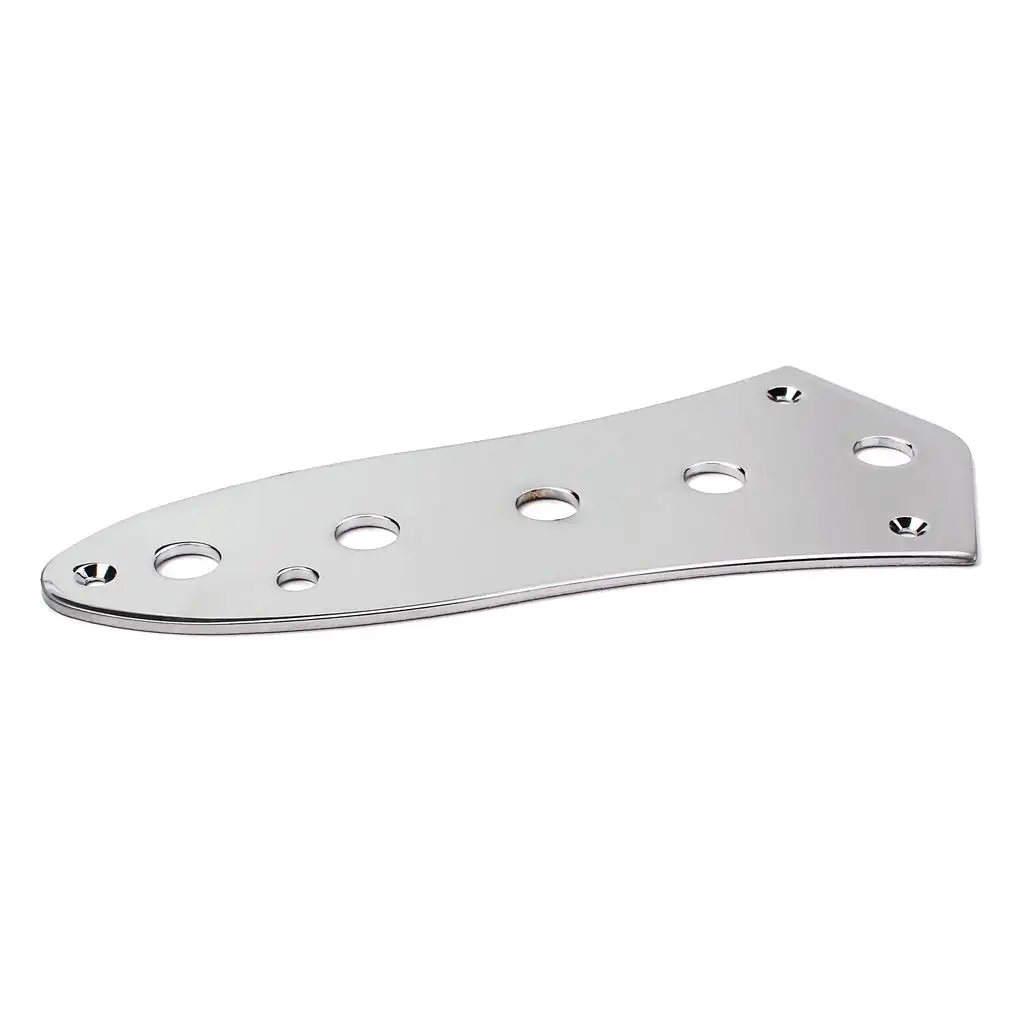 Shiny Steel 5 Holes Control Plate for Guitar Standard Size Chrome-animated-img