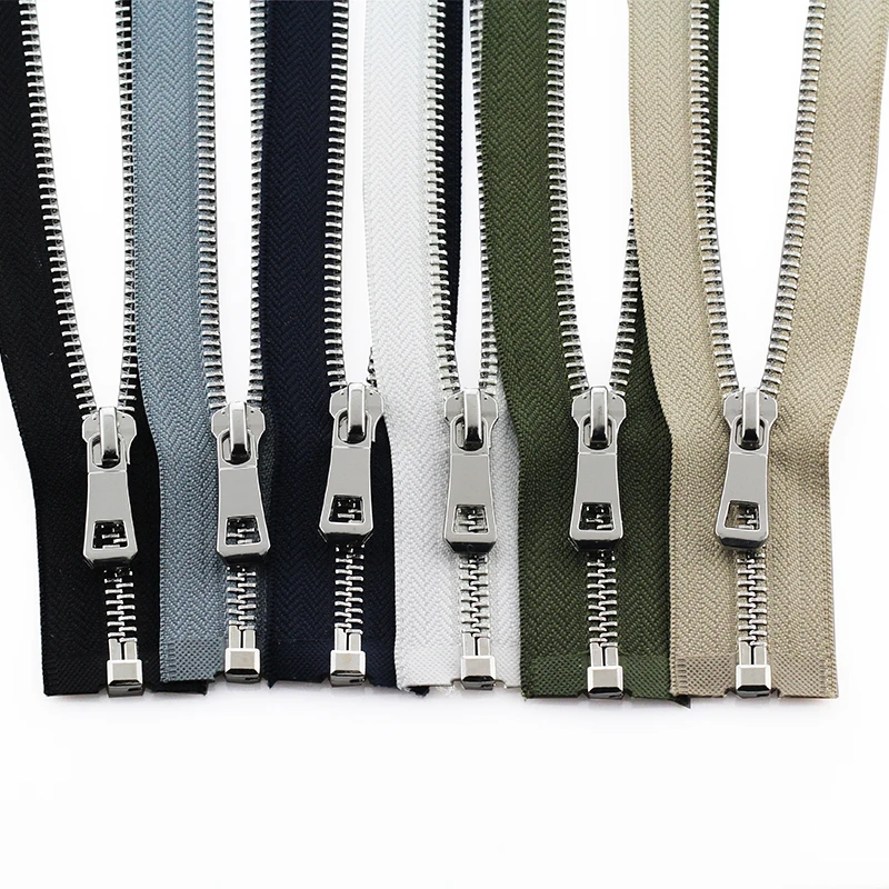 5#  35/45/55/65/75/85cm open-end auto lock platinum plating metal zipper use for clothes shoes pocket garment-animated-img