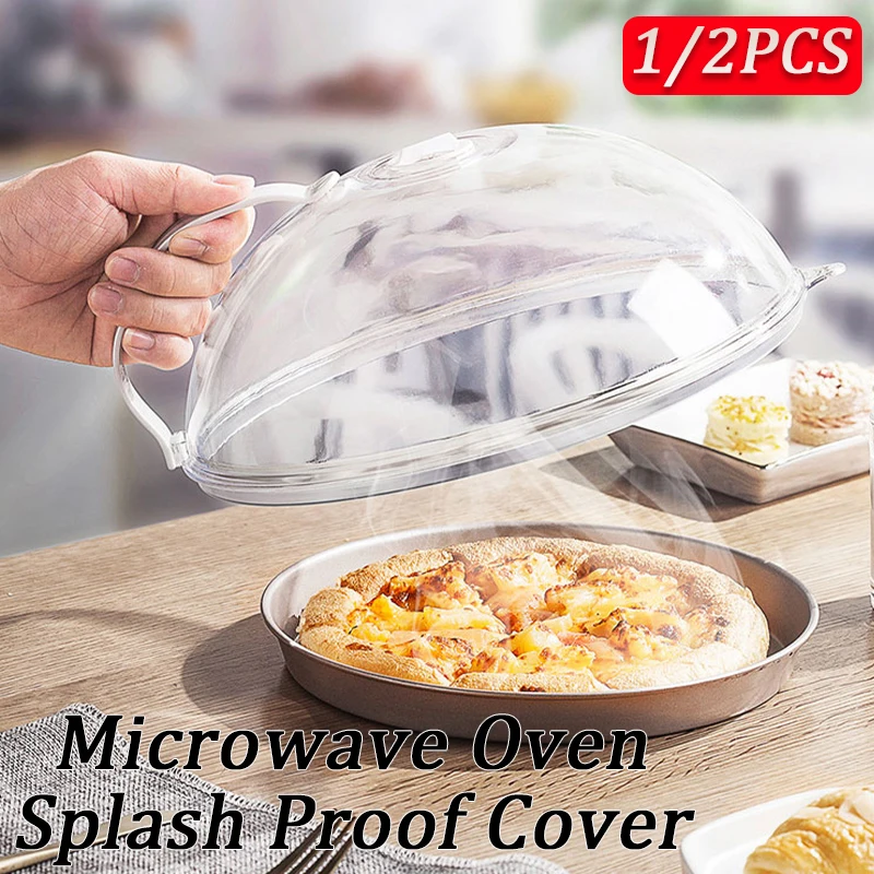 Microwave Oven Food Cover Food Plate Dish Cover Anti-splash Handle Lid