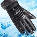 Gloves Winter MEN'S Fur Mouth Plush Insulation Gloves Outdoor Cycling Motorcycle PU Touch Screen Cotton Gloves preview-5