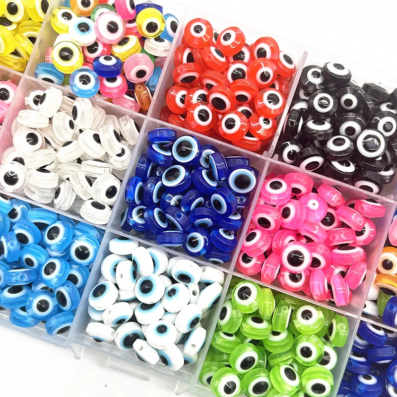 Hot 50pcs/lot 6mm 8mm 10mm Oval Beads Evil Eye Resin Spacer Beads for Jewelry Making DIY Handmade Earring Bracelet Accessories-animated-img