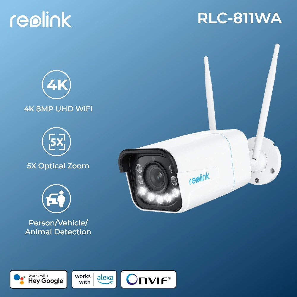 Reolink 4K Security Camera Smart Detection 8MP Wi-Fi 6 Tech Surveillance Cameras Onvif 2.4G/5Ghz Wireless 5MP Outdoor IP Camera-animated-img