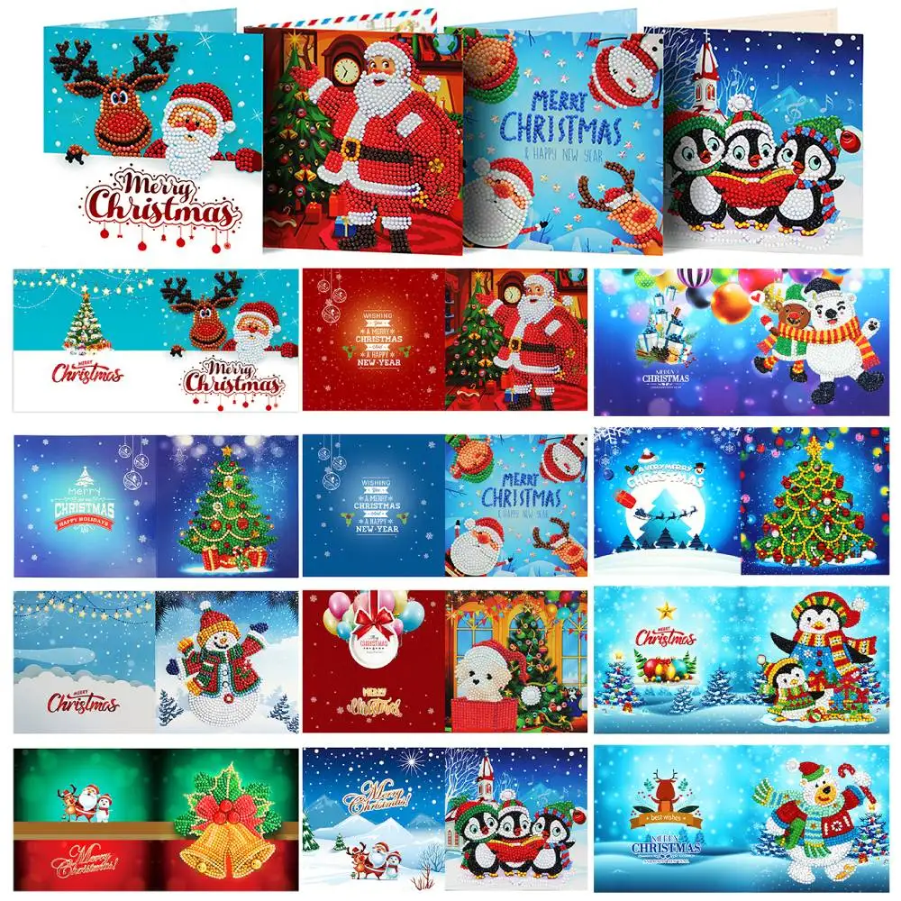 Diamond Painting Greeting Cards Cartoon Christmas Birthday Postcards 5D DIY  Kids Festival Embroidery Greet Cards Gift