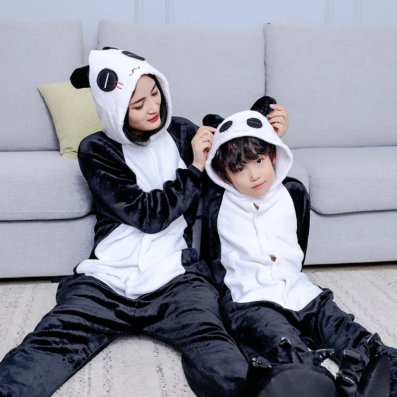 Panda Anime Cosplay Costumes Kids Animal Cartoon Jumpsuit for Adult Halloween Christmas Girls Boys Hooded Women Pajamas Onesies-animated-img