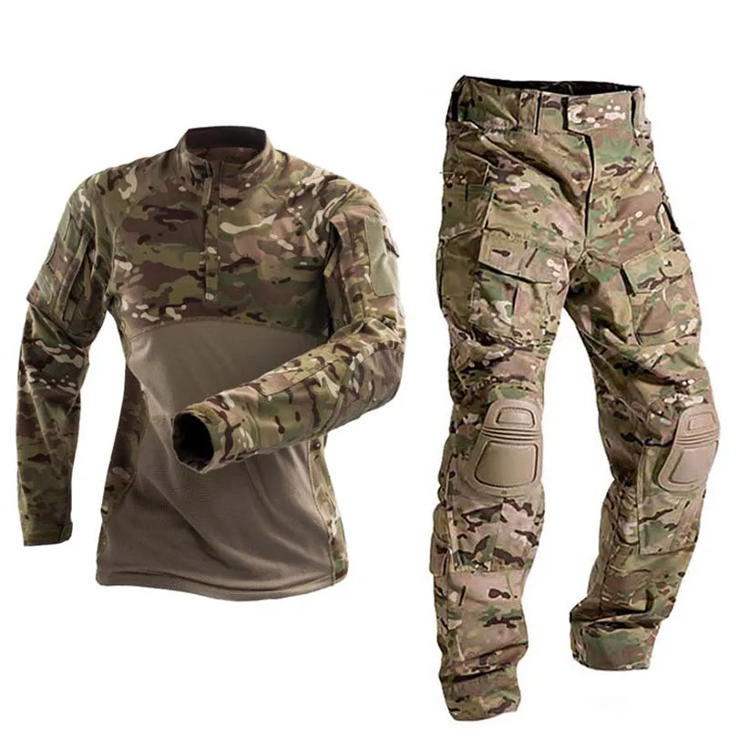 HAN WILD Tactical Combat Shirt Long Sleeves Outdoor Camping Uniform Men Clothing Shirts Camo Hunting Fishing Pants-animated-img