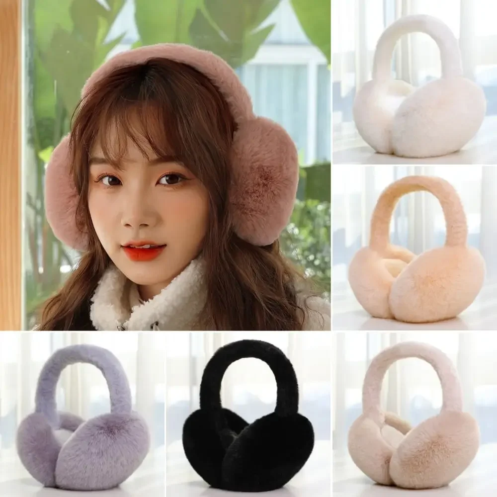 1PC Solid Color Soft Plush Ear Warmer Winter Warm Earmuffs Fashion Ear Cover Outdoor Cold Protection Ear-Muffs Folding Earflap-animated-img