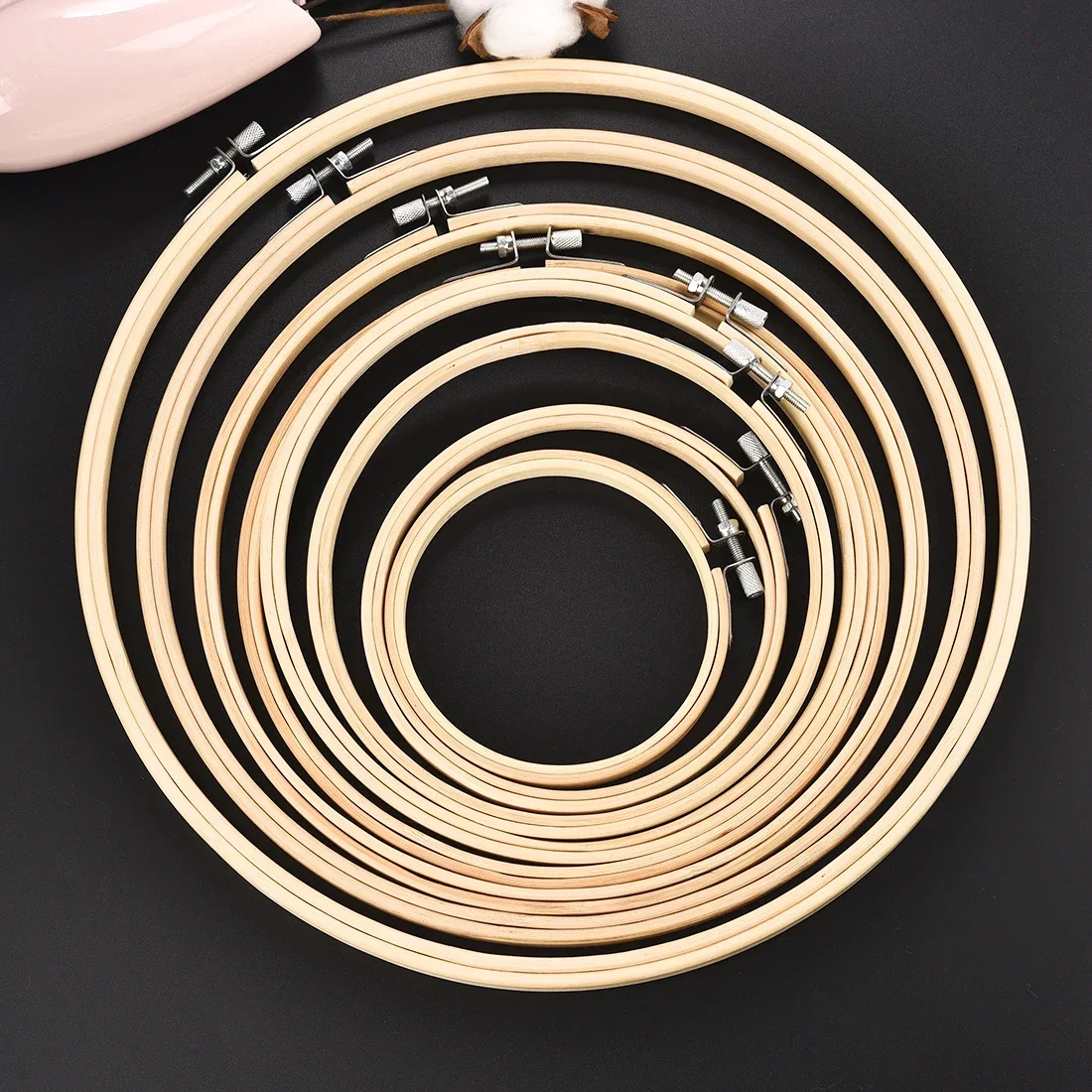 10x 20x Mini Embroidery Hoop Ring Wooden Cross Stitch Frame Handmade  Pendant Crafts Embroidery Circle Sewing Kit