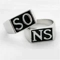 2 pcs Sons of Anarchy TV SOA Cosplay SONS Rings SO NS Silver Golden Mayans MC Steampunk Rock Punk Rings Men Cosplay Props preview-2