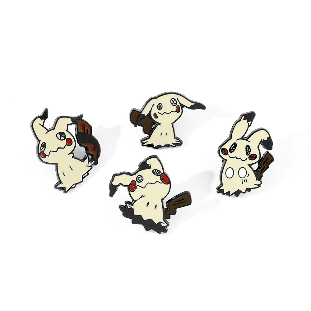 4 pcs Cartoon Animal Breast Brooch Set Funny Mimikyu Enamel Pin Wallet Backpack Clothes Jewelry Metal Emblem Accessories Gift-animated-img