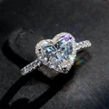 Fashion Heart Rings Wedding Engagement Bridal Jewelry Cubic Zirconia Stone Elegant Ring  Promise Ring for Women Girl Party Gift