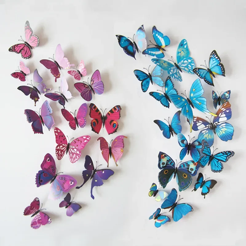 3D PVC Butterfly Wall Stickers Home Decor Butterfly Wall Decals For Kids Room Wall Stickers Kitchen Kids Wall Sticker Flower-animated-img
