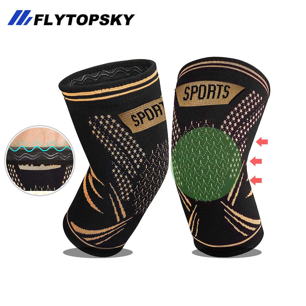 1Pair Copper Sports Knee Support for Gym,Soccer,Sports Entertainment Nylon Knee Brace for Arthritis Pain Basketball Accessories-animated-img