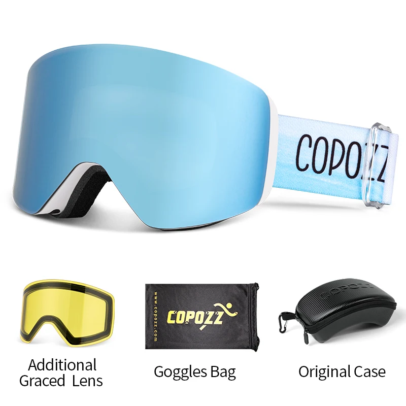 COPOZZ Ski Goggles Men Women UV400 Anti-fog Ski Eyewear Snow Glasses Adult  Snowboard Goggle with Night Yellow Lens and Case Set - AliExpress