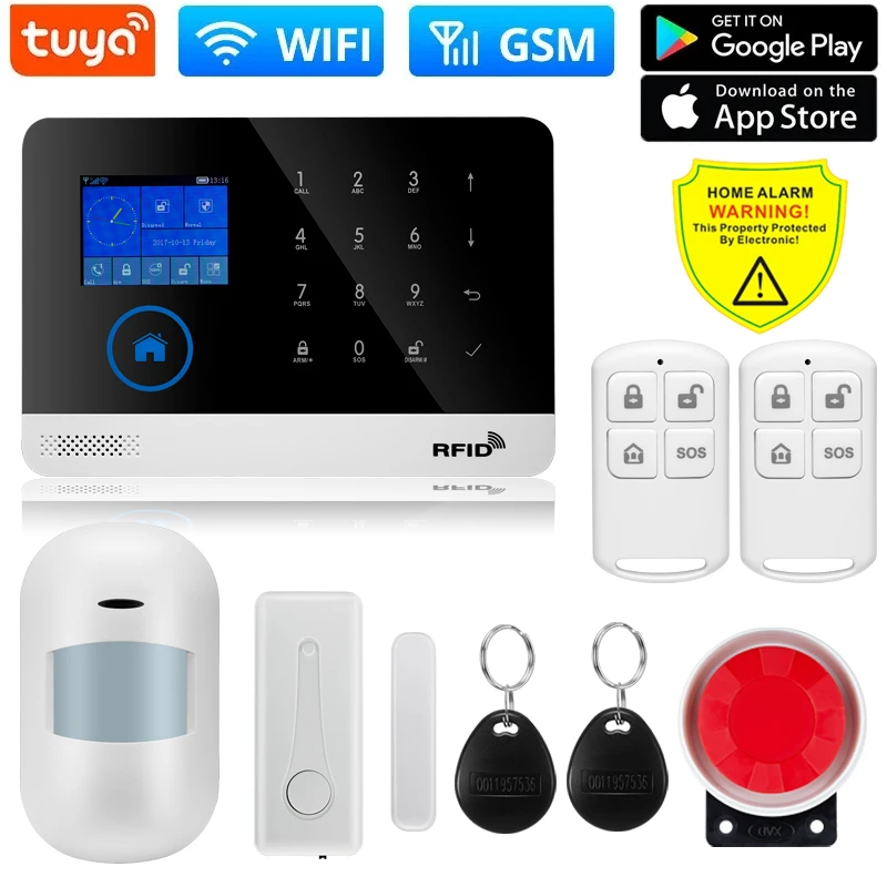 Wi-Fi GSM Alarm System 433MHz Home Burglar Alarm with TFT Touch