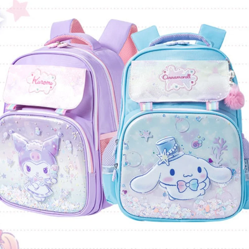 Sanrio Kuromi Melody Cinnamoroll Elementary School Children Backpack To Protect Spine Load Children Backpack Back To School-animated-img