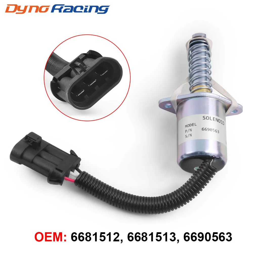 Shut Off Solenoid 6681512 6681513 6690563 12V Stop Solenoid Fit for Bobcat A220 S70 S100 S130 S150 S160 S175 S185 S205 S220-animated-img