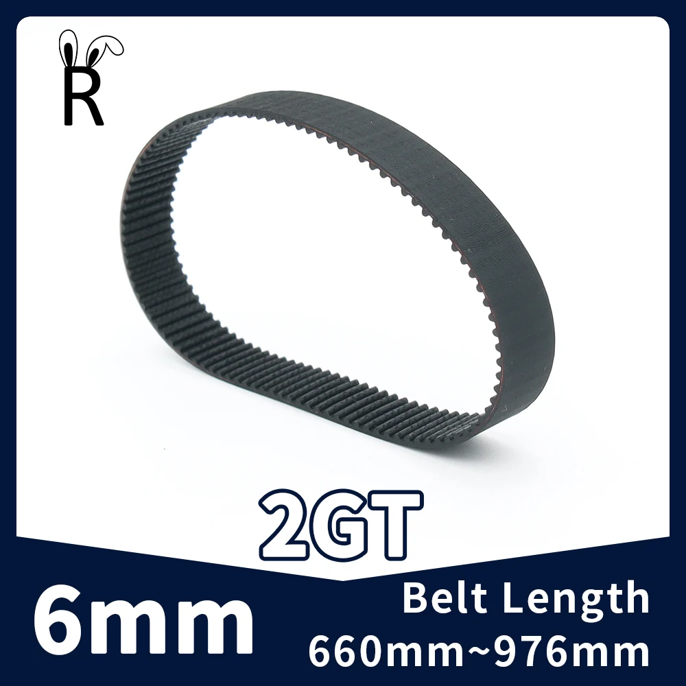 Belt Width 6mm 2GT Timing Belt Length Perimeter 660mm-976mm GT2 Rubber Closed Loop Timing Synchronous Belt Parts 3D Printer Belt-animated-img