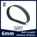 Belt Width 6mm 2GT Timing Belt Length Perimeter 660mm-976mm GT2 Rubber Closed Loop Timing Synchronous Belt Parts 3D Printer Belt