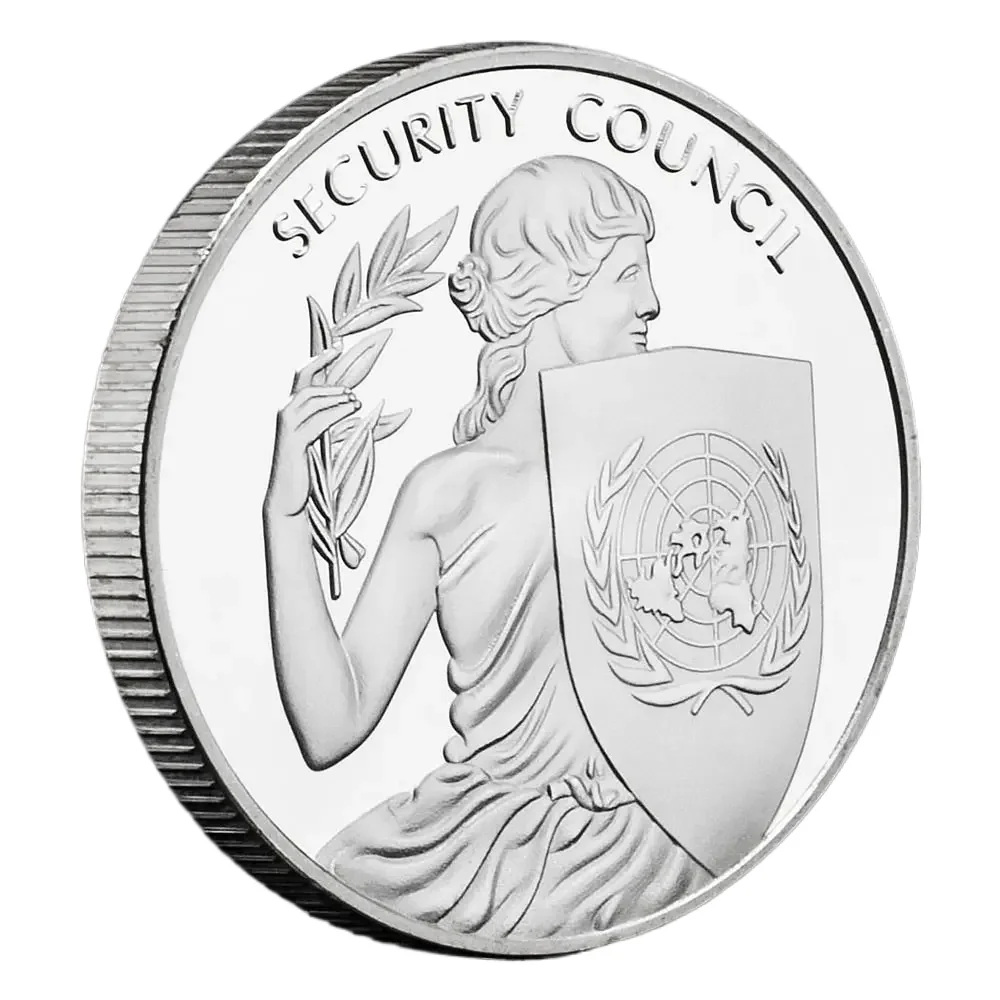 United Nations Security Council Silver Plated Souvenir Coin Irene Pattern Collection Art Collectible Coins-animated-img