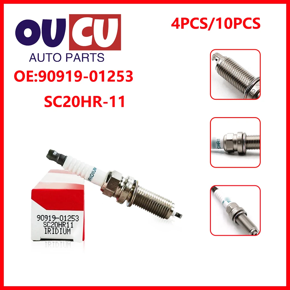 4/10pcs 90919-01253 SC20HR-11 Spark Plug For Toyota Prius Scion Lexus 9091901253 SC20HR 11 90919 01253 SC20HR11-animated-img