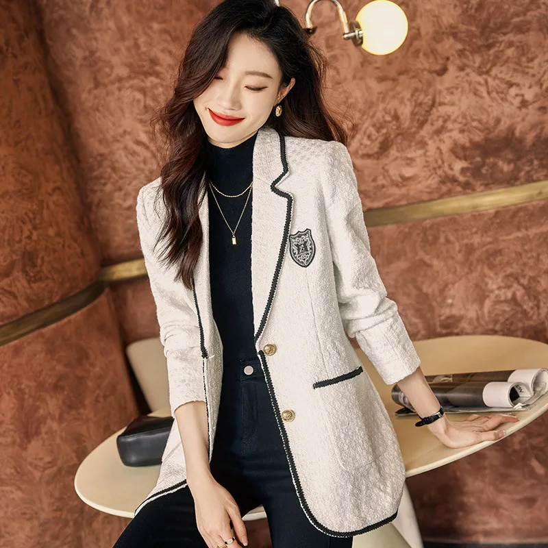 Professional Long-Sleeved Blazers for Women, High-Grade Suit Coats, Female Clothing, Elegant Temperament Tops, Autumn and Winter-animated-img