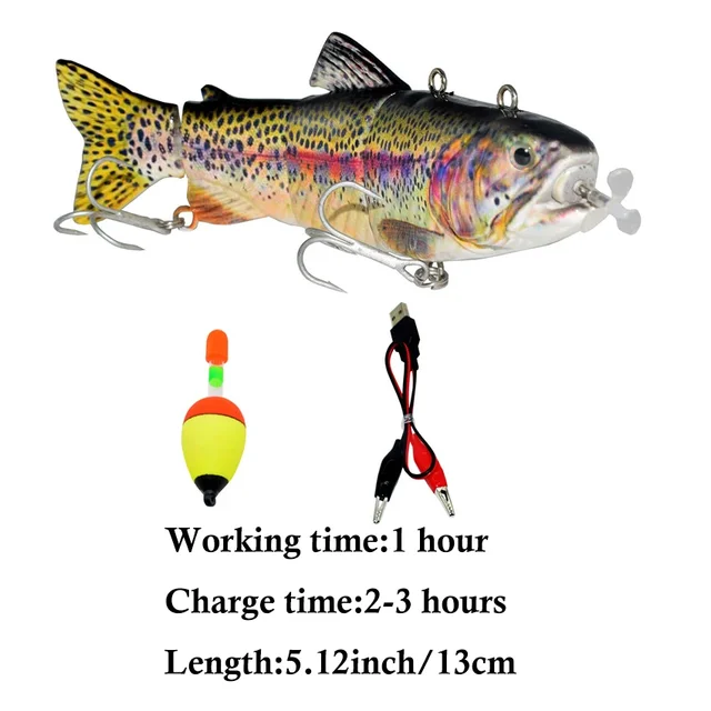5.12inch Electric Fishing Lure USB Charging Bait 4Section Swimbait