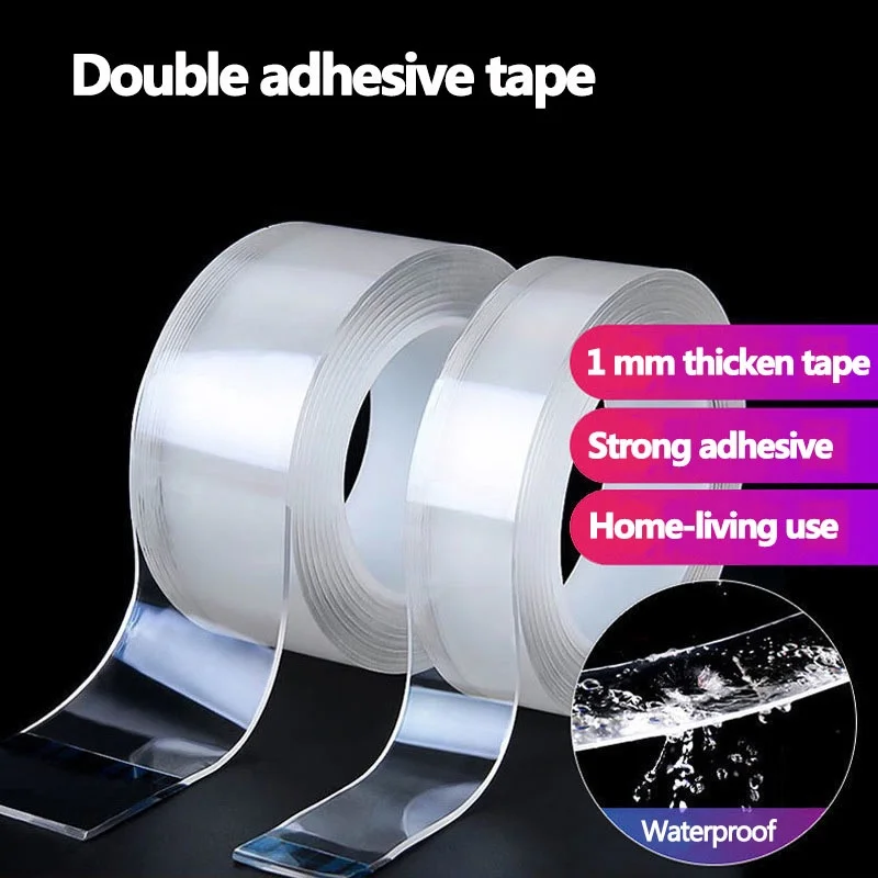 1/3/5 Meter Double Strong Adhesive Tape Waterproof Material Home-living Tool Stationery 1mm Thickness Office School Supplies-animated-img