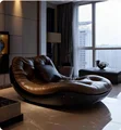 Sofa chair living room new single minimalist Italian leisure single leather recliner preview-1