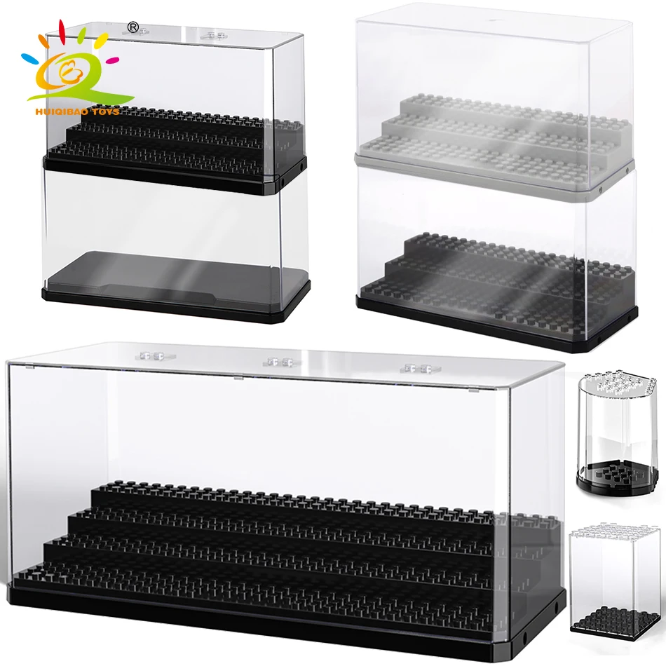 HUIQIBAO Dustproof Figures Display Case Box Show Case For Model Collection Building Blocks Display Box Bricks Toy Children Adult-animated-img