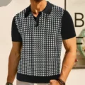 Men's Vintage Knit Houndstooth Golf Shirts Ropa Hombre 2024 Summer Polos Para Hombres Casual t Shirt Men Polo Shirts Old Money preview-2