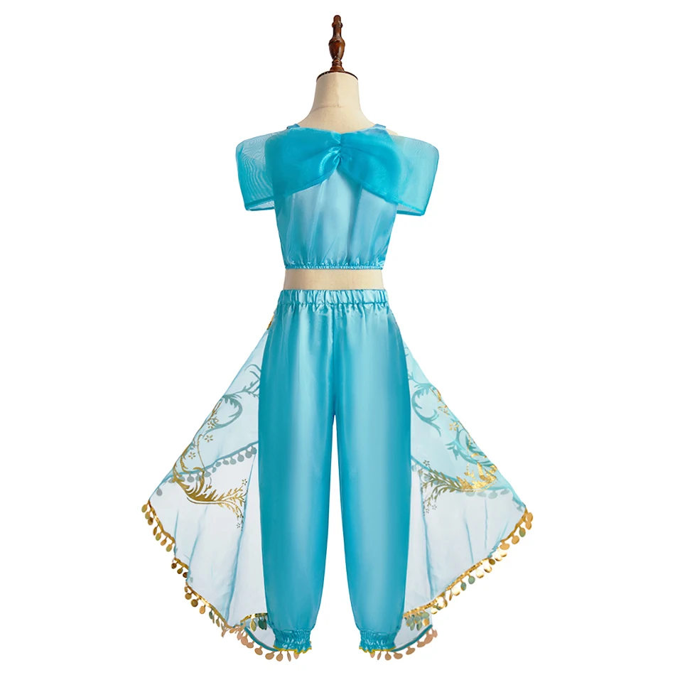 Kids Arabian Princess Dress Girls Halloween Jasmine Costume Children Carnival Cosplay Party Disguise Girl Sequins Pageant Outfit-animated-img