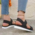 Women's fashion trend anti-slip wear comfortable matching color sole pure black shoelace flat sandals preview-2
