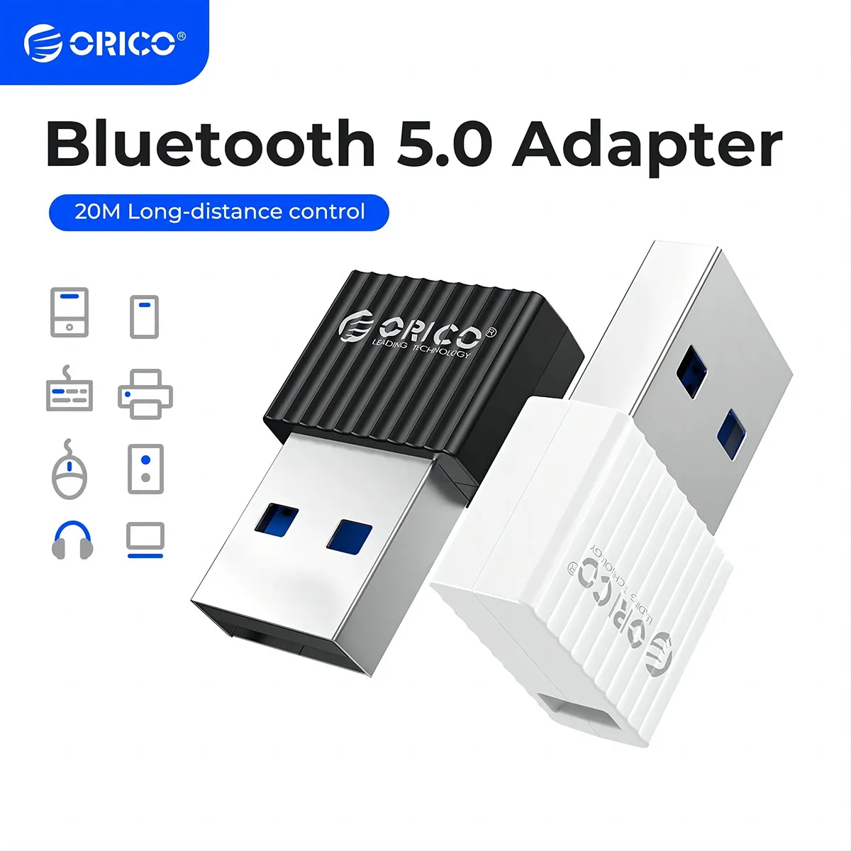 ORICO USB Bluetooth 5.0 Dongle Adapter Mini Wireless Mouse Music Audio Receiver Transmitter for PC Speaker Mouse Laptop-animated-img