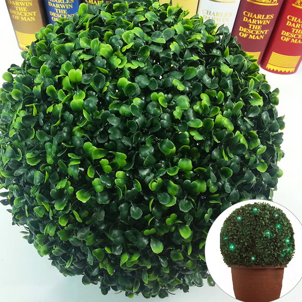 Plastic Realistic Simulation Leave Grass Ball Low Maintenance Versatile Simulate Plastic Leave Ball green 20cm-animated-img