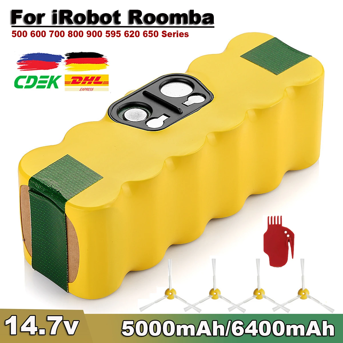 Upgraded 5.0Ah 14.4V Ni-Mh Battery Compatible with iRobot Roomba 650 770  Replacement for Roomba R3 500 600 700 800 900 Series 500 531 551 585 595  600