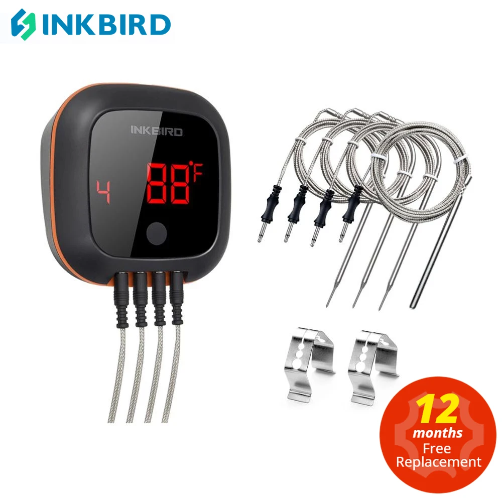 INKBIRD IBT-4XS Digital Rotation Reading Screen BBQ Meat Cooking Thermometer Bluetooth Connect Magnetic Design and 2/4 Probes-animated-img