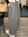 Spring Summer Casual Loose Wide-Leg Ankle-Length Pants For Women Soft Thin Trousers 30% Merino Wool Knitwear Korean Popular Tops preview-2