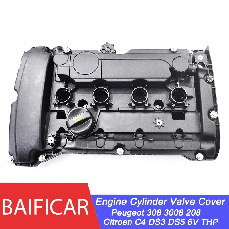 Baificar Double Valve Petrol Engine Cylinder Valve Cover & Gasket 9812071480 For Peugeot 308 3008 208 Citroen C4 DS3 DS5 6V THP-animated-img