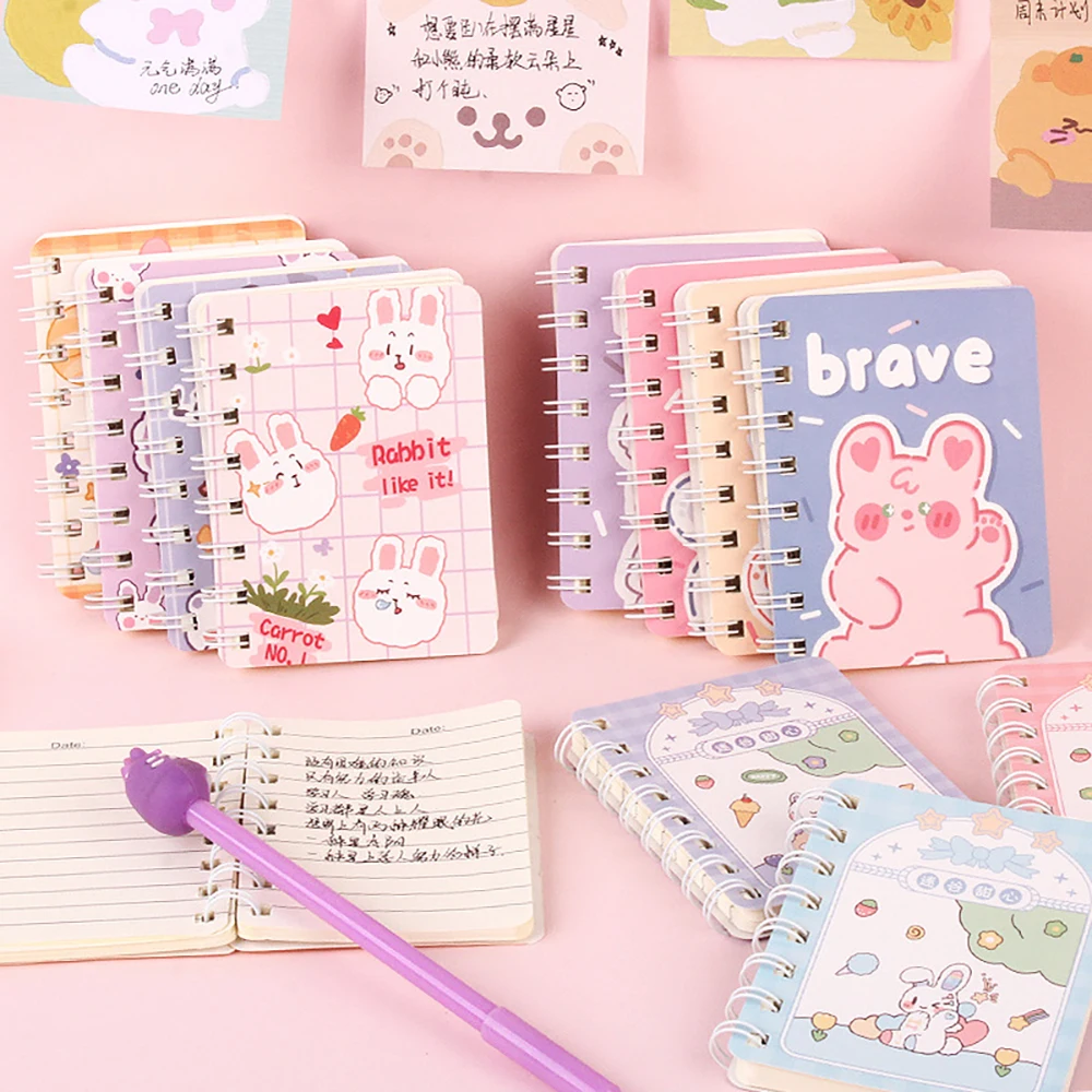 Mini Kawaii Notebook Cute Notebook Mini Spiral Notebook 80page A7 Cute  Cartoon Animals Stationery Pocket Notepad Diary Journal 