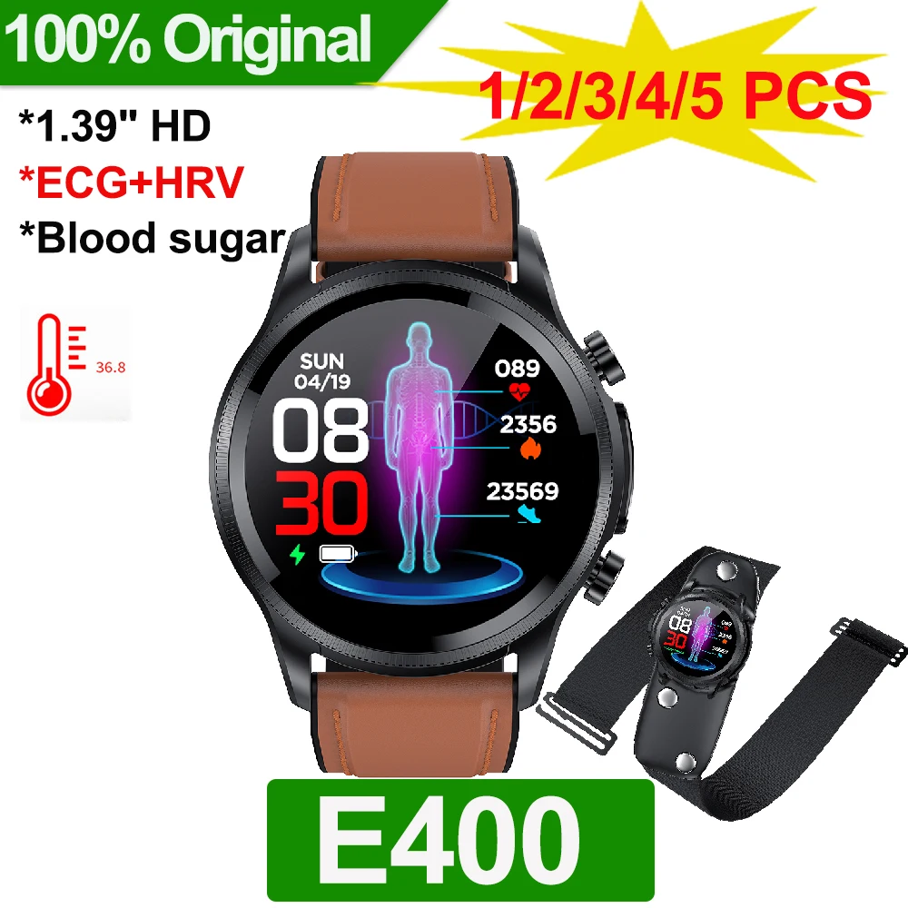 קנו אלי אקספרס  E400 Smart Watch Men Blood Sugar Blood Pressure Oxygen ECG  PPG HRV PTT Body Temperature Monitor IP68 Waterproof Smartwatch Women