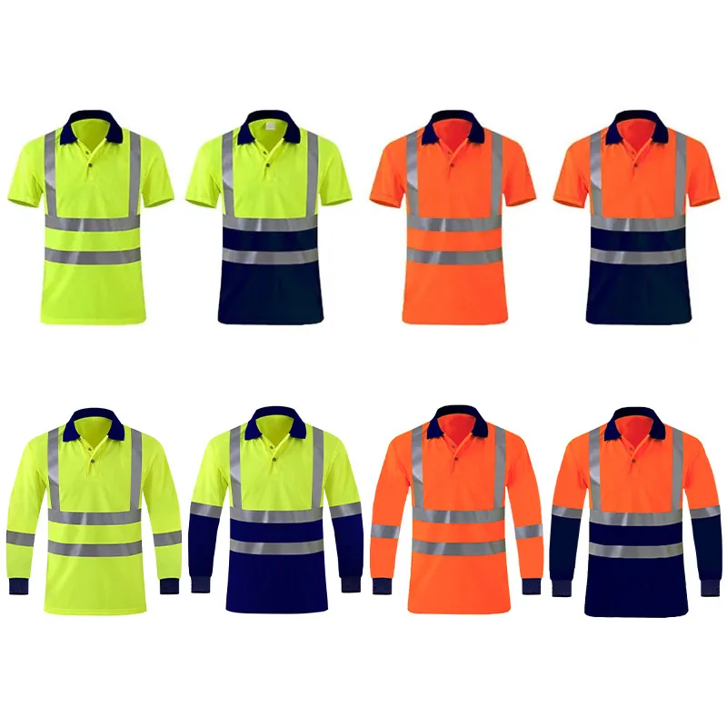 Safety Reflective T shirts High quality Working T-shirt with Reflection Tapes Road Construction Security Tops-animated-img