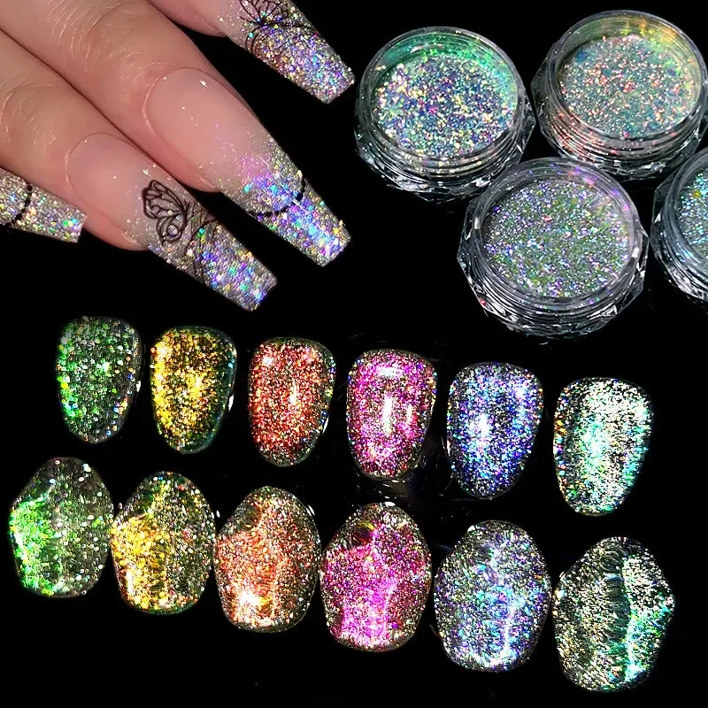 Reflective Glitter Powder Sparkle Aurora Diamond Sequins Nail Glitter Nail Art Dust Shinning Pigment DIY Manicures Decoration-animated-img