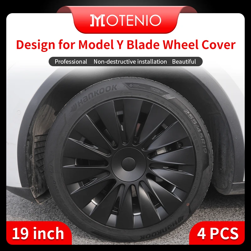 4PCS for TESLA Model Y Vehicle Full Coverage Blade Wheel Cover Cap 19 Inches Hubcaps  Automobile Replacement Accessories-animated-img