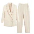 Women's Blazers Suit Ladies Elegant Two Piece Sets Blazers Solid Long Sleeve Top Coat With Button Outwear inszatraf Woman Jacket