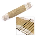 Rustic Burlap Lace Table Runner Natural Imitated Linen Tea Table Cover Table Runners for Wedding  Decor Christmas Birthday Party preview-2