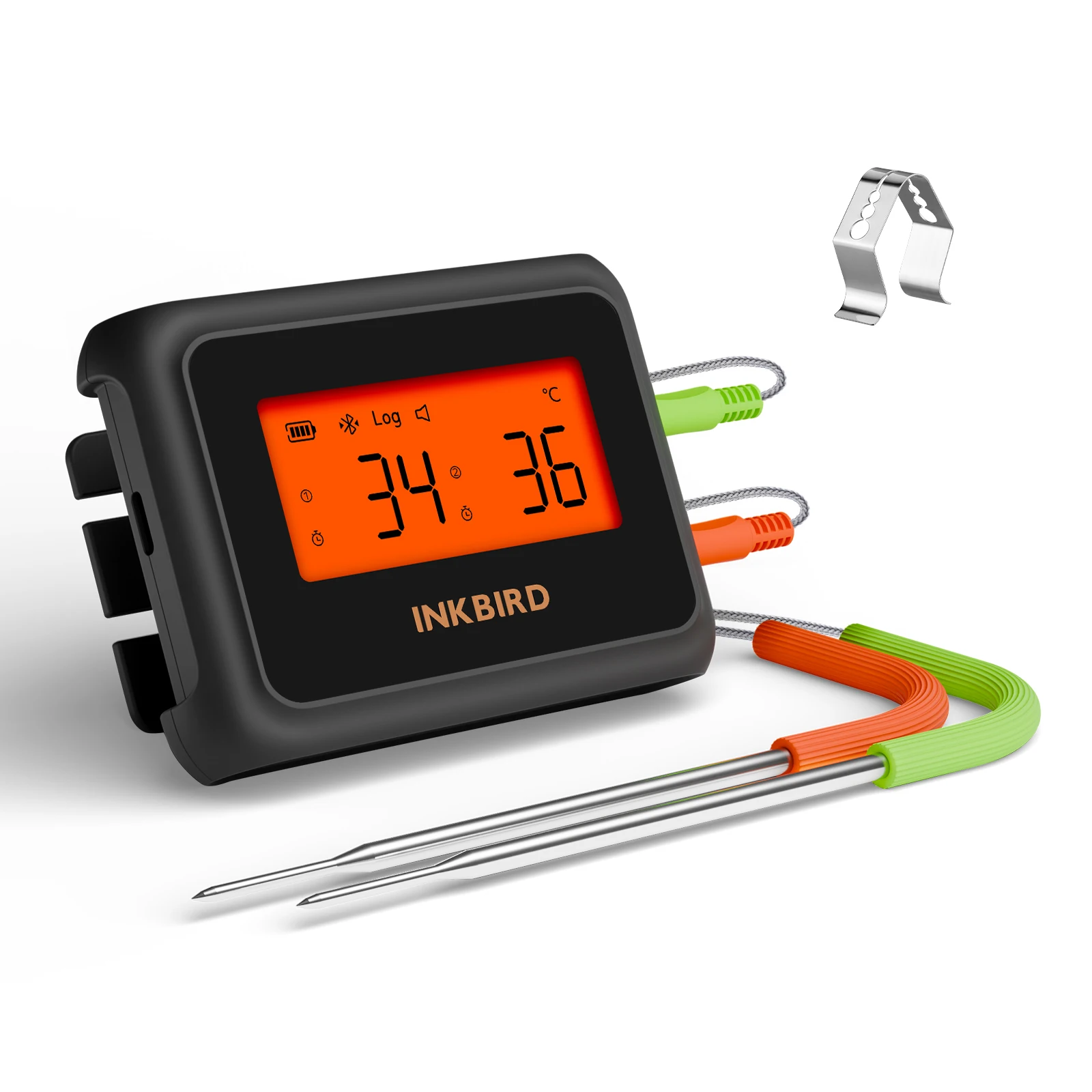 INKBIRD IDT-22-B Smart Bluetooth Food Thermometer Meat Thermometer 2Probe with App Control Temperature Alarm Timer for Grill BBQ-animated-img