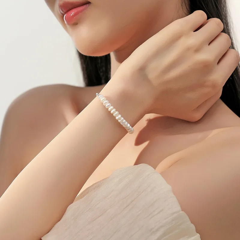 Luxury 925 Sterling Silver Irregular Pearl Bracelet For Women Korean Designer Adjustable Bead Charm Bracelets Party Jewelry Gift-animated-img