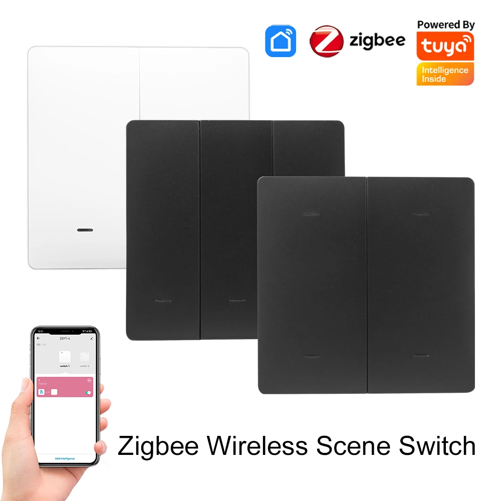 Tuya Smart ZigBee Wireless Scene Switch Push Button 12 Scene Battery Powered Transmitter Automation 1/2/3/4 Gang for Tuya Device-animated-img